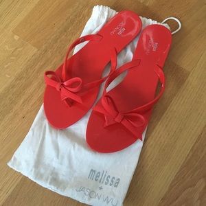 Melissa x Jason Wu Red Bow Jelly Flip Flops